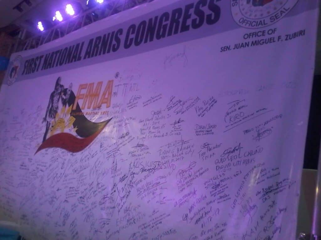 first national Arnis congress poster signed by attendees