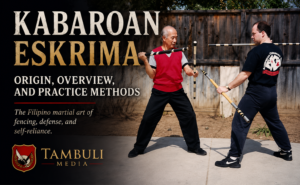Kabaroan Eskrima practitioners demonstrating long weapon Filipino martial arts training